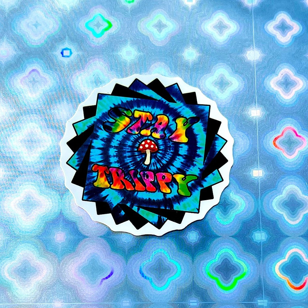 Stay Trippy Magic Mushroom Shrooms Nature Art Accent Decor Single Sticker
